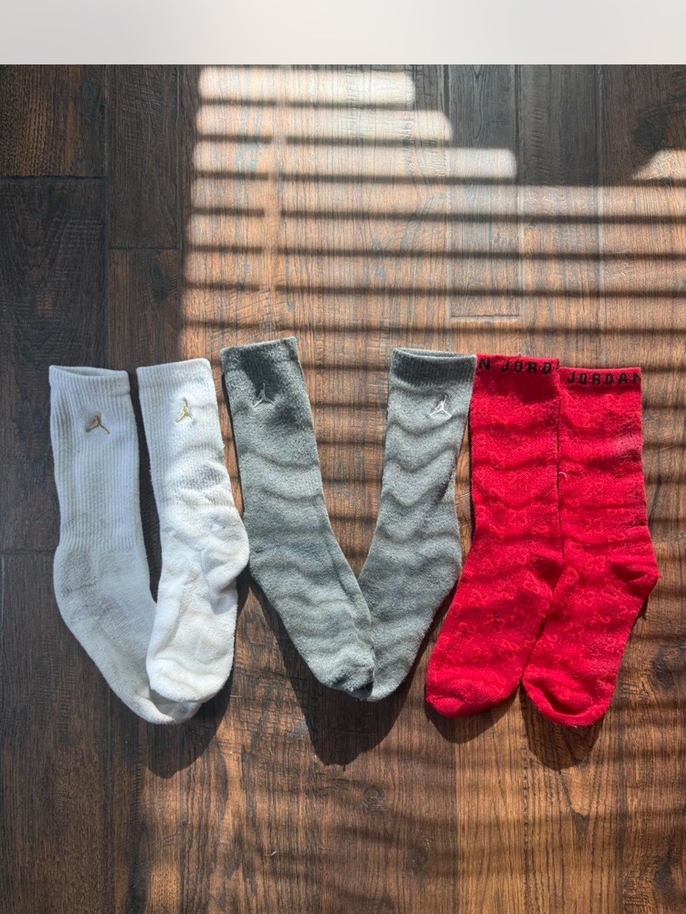 Jordan Boy’s Crew Socks Trio - White, Gray & Red